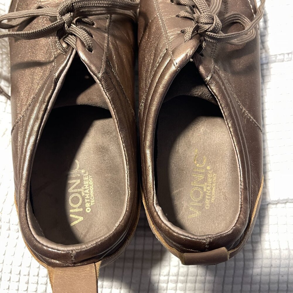 Vionic‎ Willa Sneakers Women 9.5 Bronze Metallic Leather Orthaheel 555WILLA - Picture 6 of 9